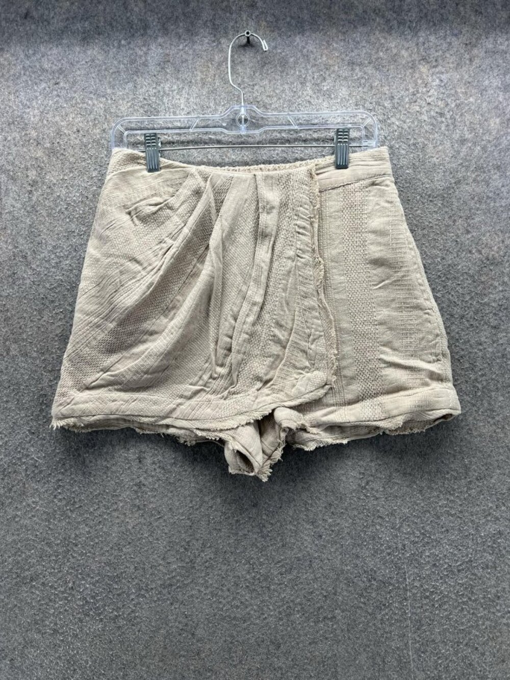 Free People Shorts Womens Small Beige Gauze Sweat Fringe Elastic Waist Casual